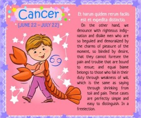 Cancer zodiac kid card vector