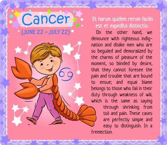 Cancer zodiac kid card vector