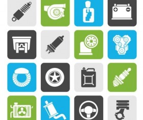Car parts icons set
