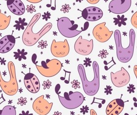 Cartoon animals vectors seamless pattern