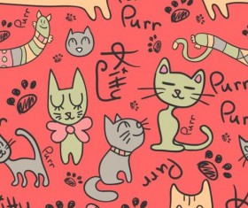 Cartoon cat seamless pattern vector