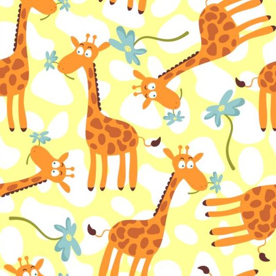 Cartoon giraffe seamless pattern vector