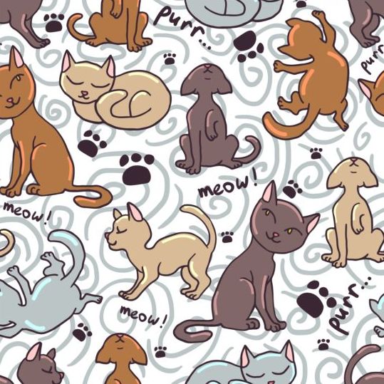 Cat meow seamless pattern vector