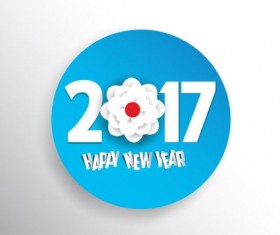 Chease new year 2017 text circle vector 01
