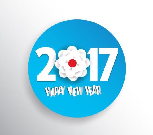 Chease new year 2017 text circle vector 01