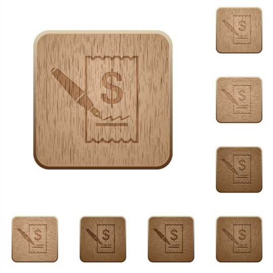 Cheque signing wooden icons