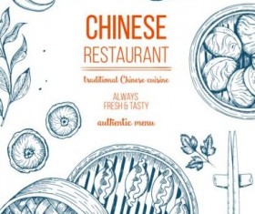 Chinese food menu hand drawn vector