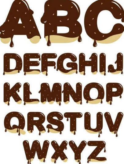 Chocolate drop alphabet vector