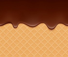 Chocolate drop with waffles background vector 02