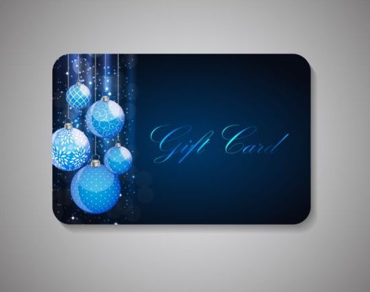 Christmas ball with blue gift card vector