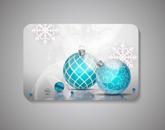 Christmas baubles with snowflake gift card vector