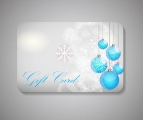 Christmas gift card and bauble with snowflake vector