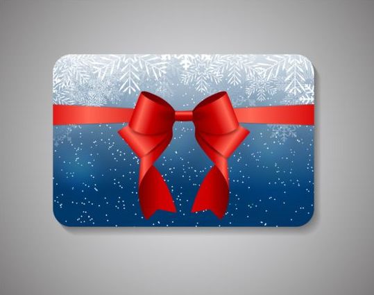 Christmas gift card and red bow vector