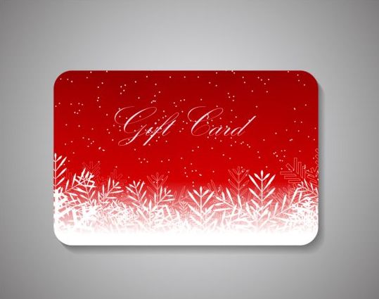 Christmas red gift card with white snowflake vector