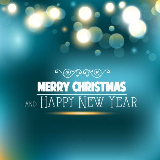 Christmas with new year blue shiny background vector