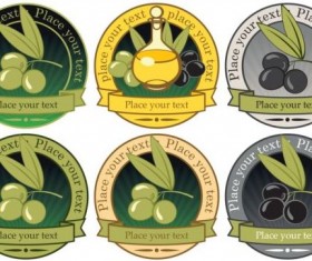 Circle olive oil labels vectors set