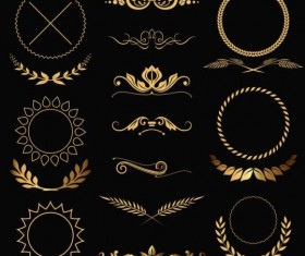 Classical gold decorations vector set