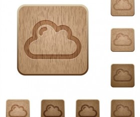 Cloud wooden icons set