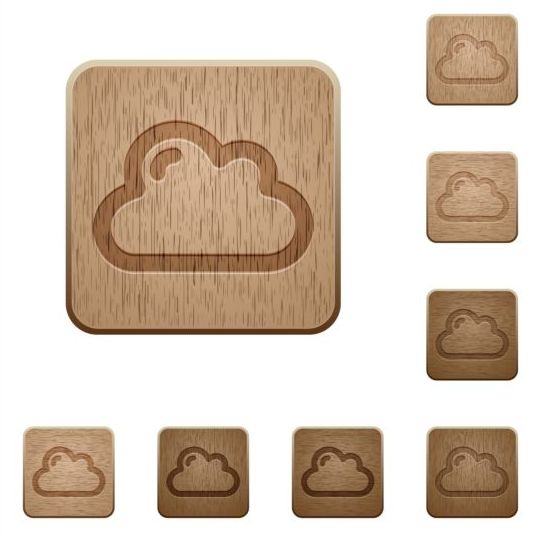 Cloud wooden icons set