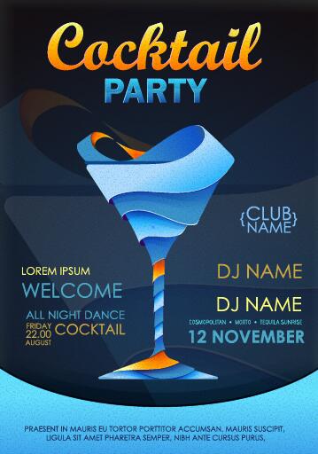 Cocktail party flyer vector template 02
