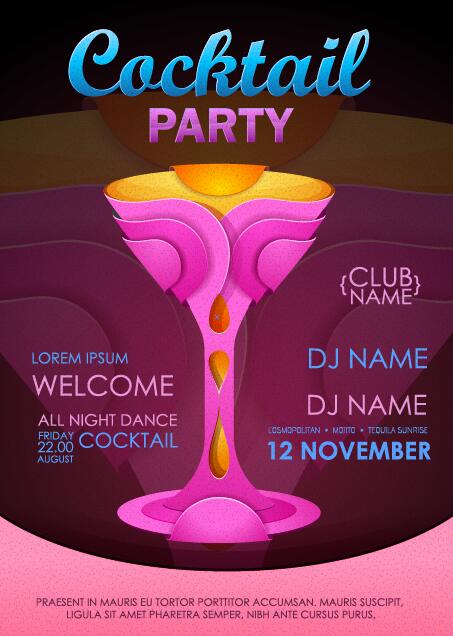 Cocktail party flyer vector template 04