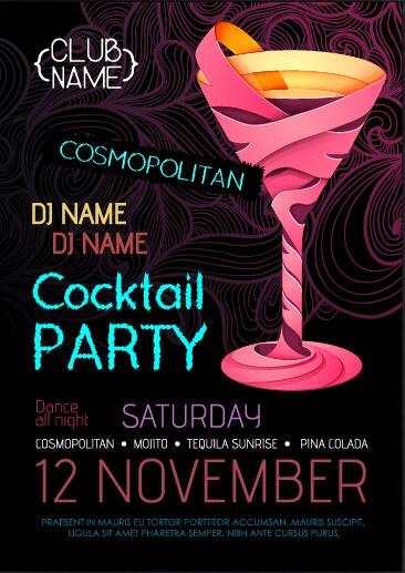 Cocktail party flyer vector template 05
