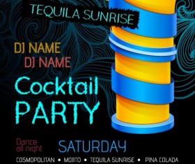 Cocktail party flyer vector template 07
