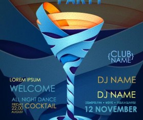 Cocktail party flyer vector template 09