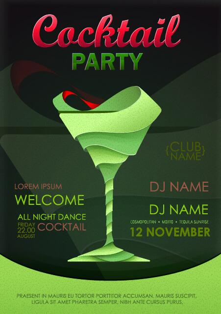 Cocktail party flyer vector template 10