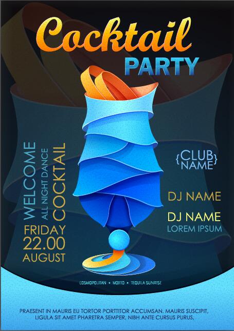 Cocktail party flyer vector template 15
