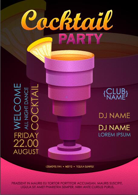 Cocktail party flyer vector template 16