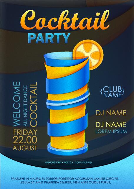 Cocktail party flyer vector template 17