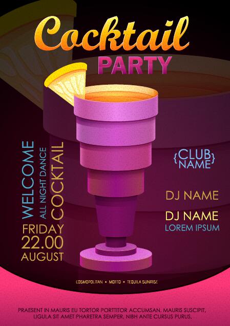 Cocktail party flyer vector template 18
