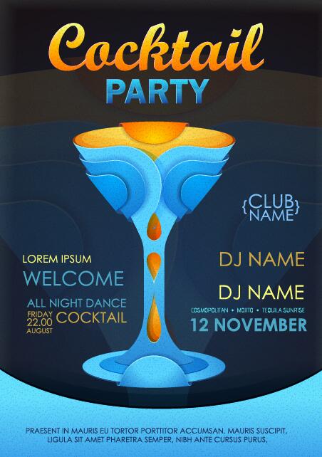 Cocktail party flyer vector template 19