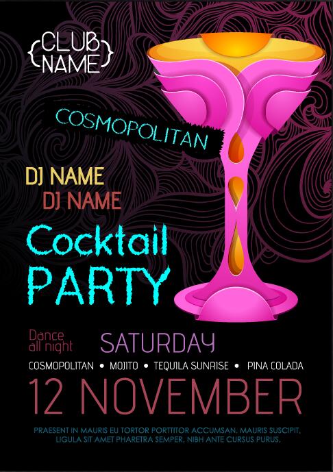 Cocktail party flyer vector template 23