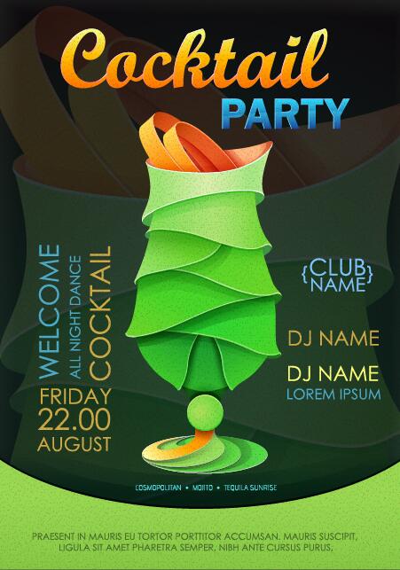 Cocktail party flyer vector template 26
