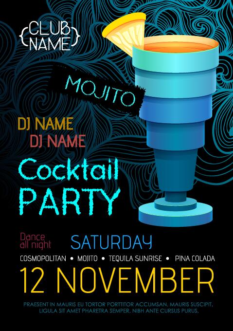 Cocktail party flyer vector template 27