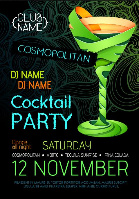Cocktail party flyer vector template 28