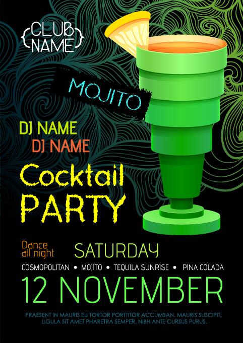 Cocktail party flyer vector template 31