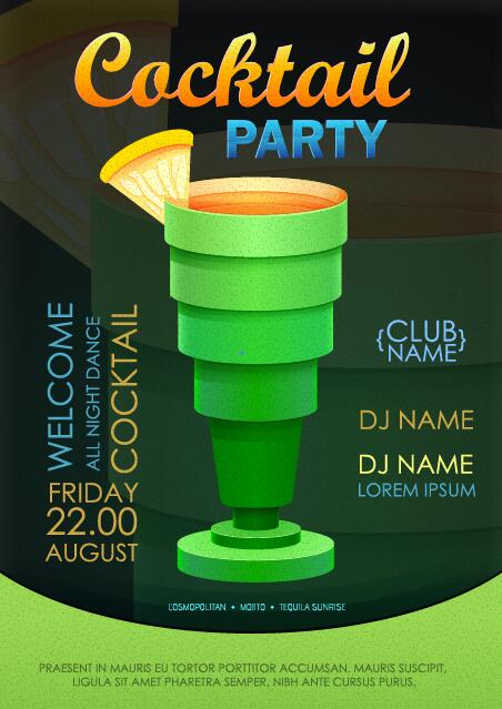Cocktail party flyer vector template 33