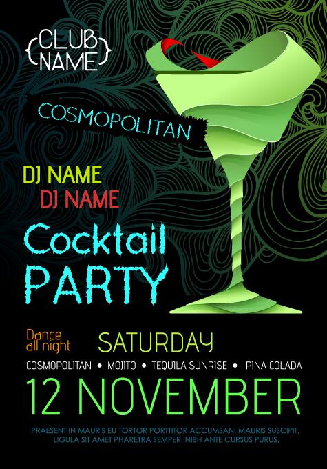 Cocktail party flyer vector template 34