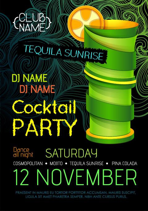 Cocktail party flyer vector template 35