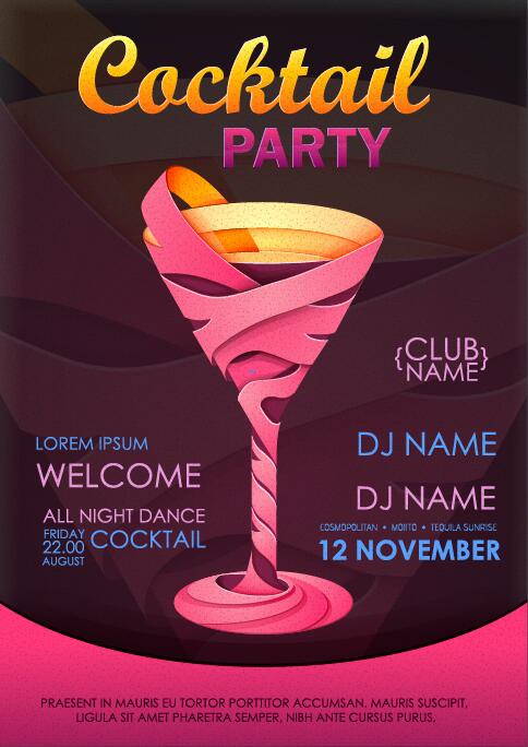 Cocktail party flyer vector template 36