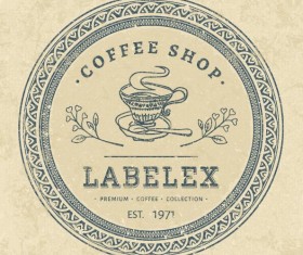 Coffee shop round label vectors material
