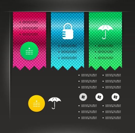 Color bookmarks with Infographics vector 01