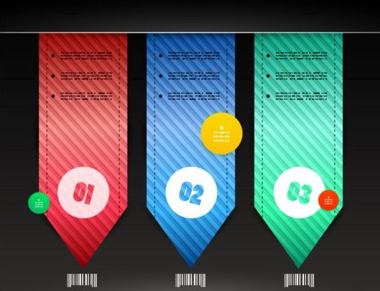 Color bookmarks with Infographics vector 04