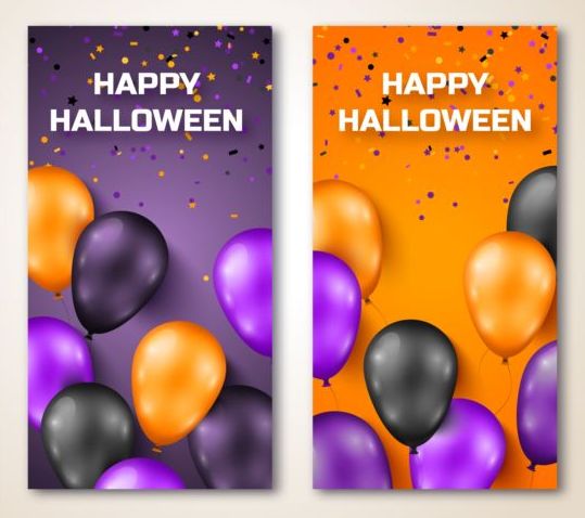 Colored balloon with halloween vector cards