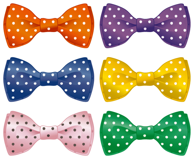 Colored bow vector set