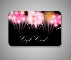 Colored fireworks and black gift card vector