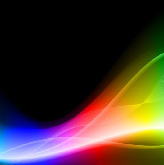 Colored wavy with black background vector 03